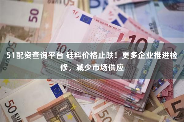 51配资查询平台 硅料价格止跌！更多企业推进检修，减少市场供应