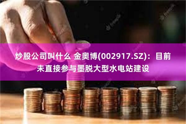 炒股公司叫什么 金奥博(002917.SZ)：目前未直接参与墨脱大型水电站建设